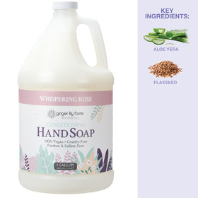 Spa or hotel setting with Ginger Lily Farms Botanicals Hand Soap in dispensers.