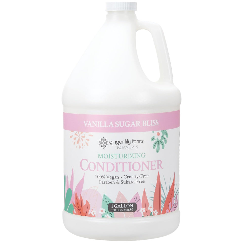 Ginger Lily Farms Botanicals Vanilla Sugar Bliss conditioner bottle for silky, hydrated hair