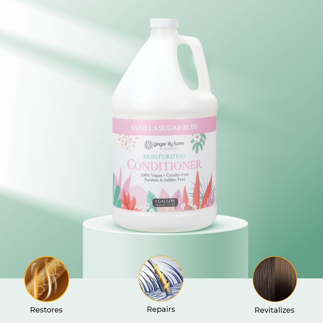 Ginger Lily Farms Botanicals Vanilla Sugar Bliss conditioner pump for easy, mess-free application