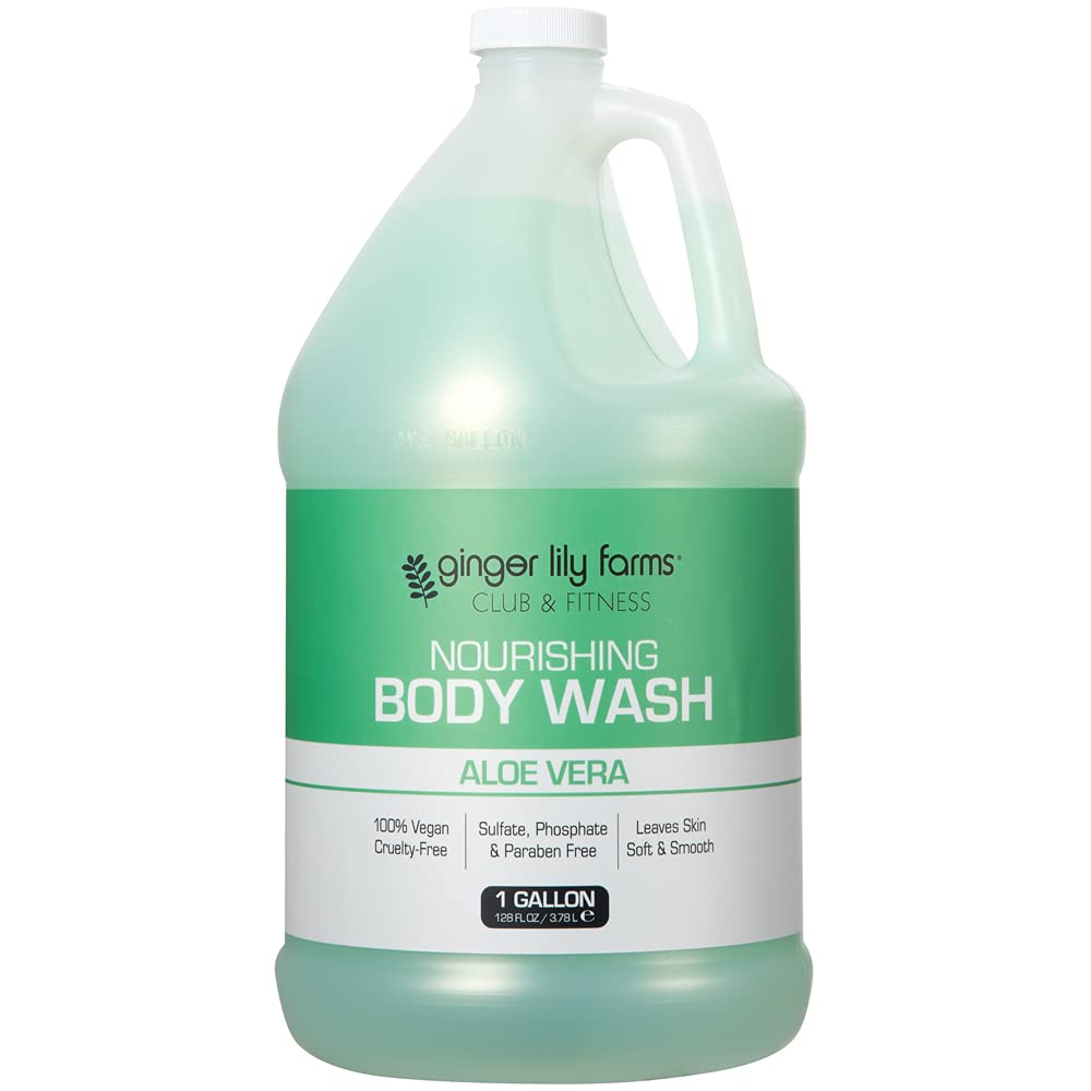 Ginger Lily Farms body wash pump bottle ideal for quick, convenient rinse after workouts.