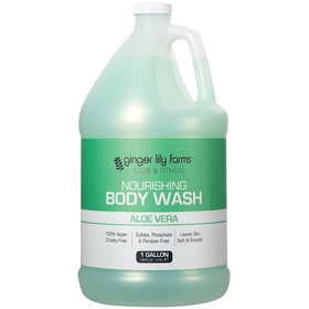 Ginger Lily Farms body wash pump bottle ideal for quick, convenient rinse after workouts.