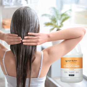 Natural botanicals icon on Ginger Lily Farms Citrus Conditioner label signals nourishing ingredients