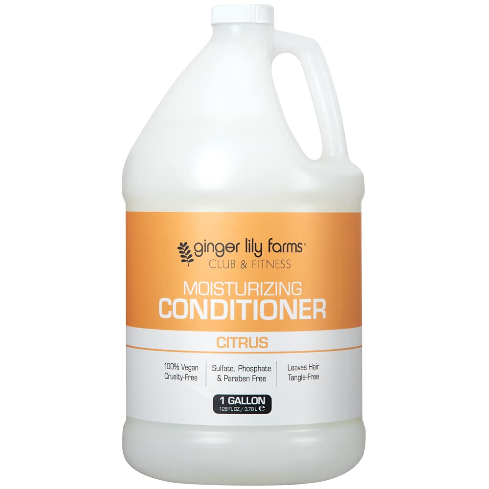 Close-up of conditioner label highlighting vegan, paraben-free formula by Ginger Lily Farms