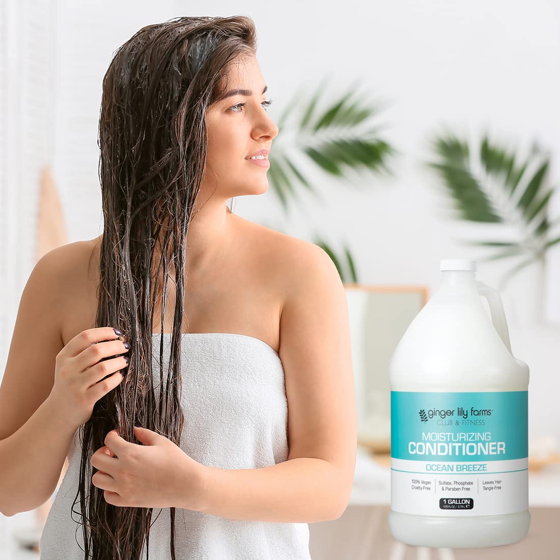 Ginger Lily Farms conditioner after shower for shiny, manageable hair