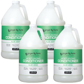 Ginger Lily Farms Club & Fitness conditioner bottle pour illustrating weightless hydration.