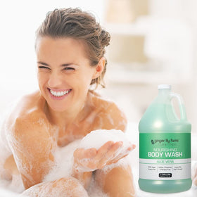 Ginger Lily Farms body wash ideal for post-workout cleansing in gym showers.