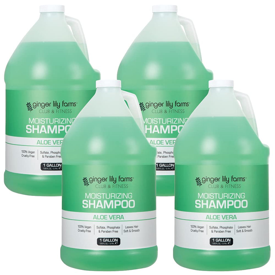 Ginger Lily Farms Club & Fitness shampoo bottle front view with moisturizing formula for all hair types.