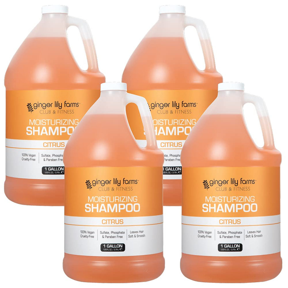 Ginger Lily Farms Club Fitness shampoo bottle provides lasting moisture for all hair types.