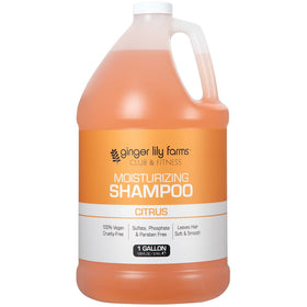 Ginger Lily Farms Club Fitness shampoo pour shows refreshing citrus wash for hair care.