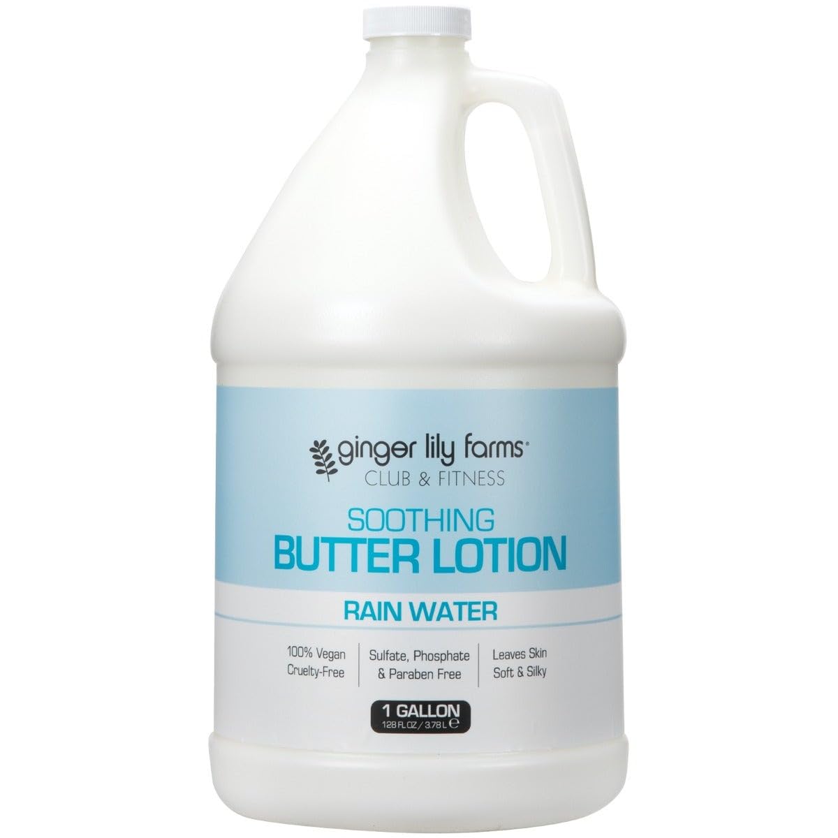 Ginger Lily Farms Club & Fitness lotion bottle close-up showing quick-absorbing hydration
