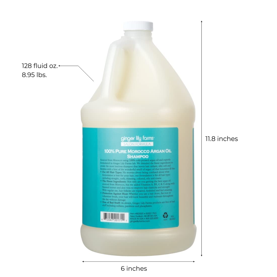 Ginger Lily Farms gallon refill display showing eco-friendly packaging for salon backbars