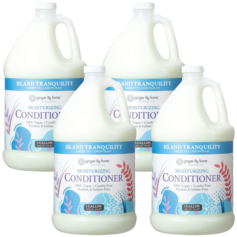 Ginger Lily Farms Island Tranquility bottle showing calming vegan conditioner for daily care