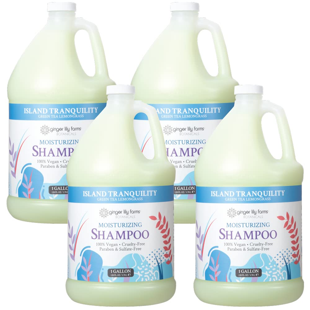 Ginger Lily Farms Island Tranquility shampoo gallon refill pack four for easy eco-friendly repurchases.