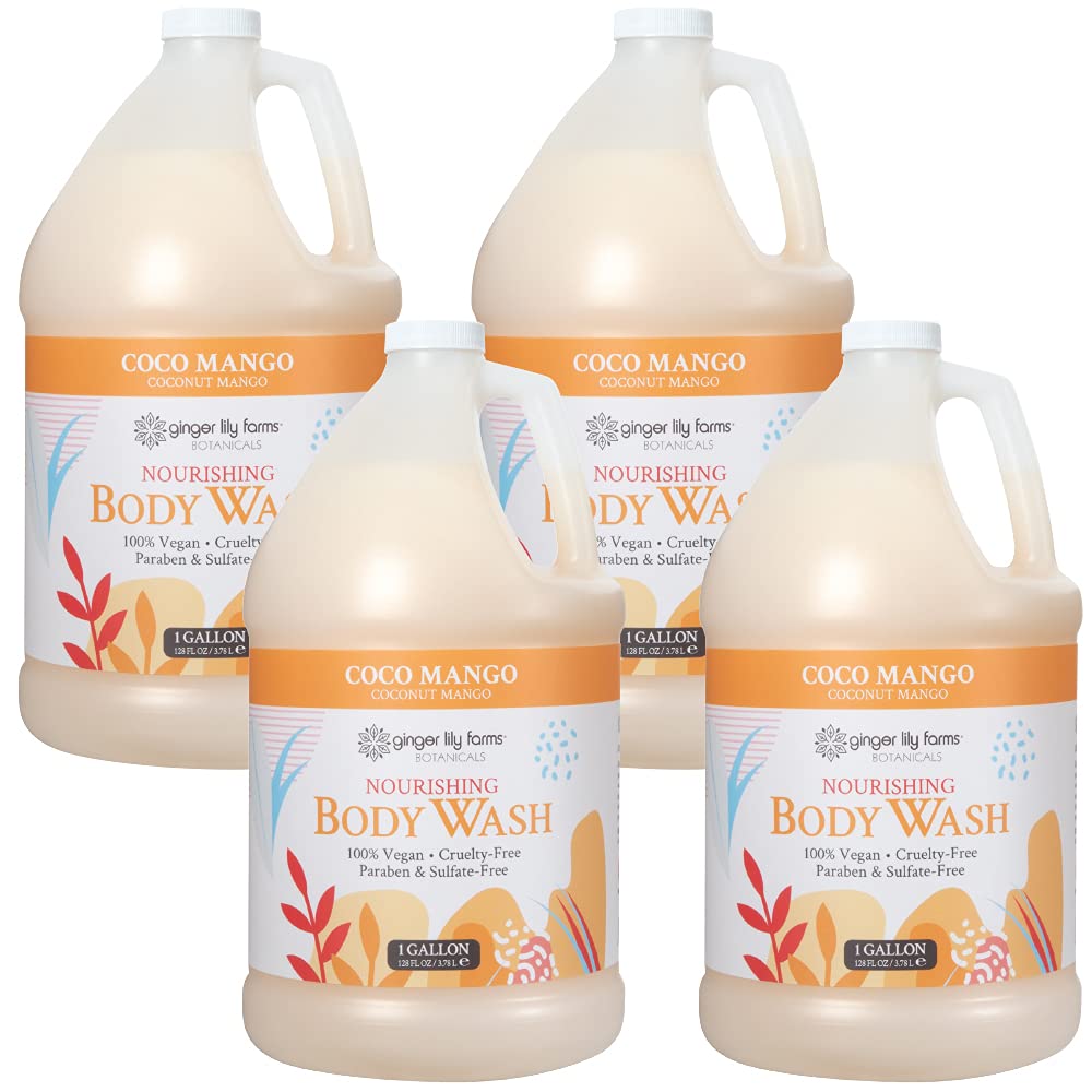Ginger Lily Farms Nourishing Body Wash coconut-mango lather for daily cleansing.