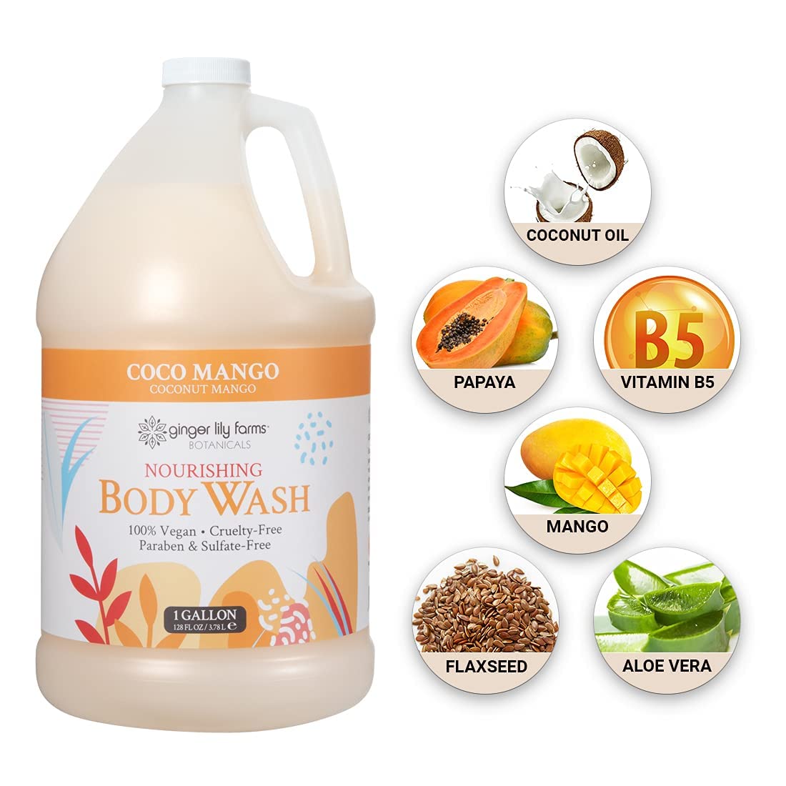 Ginger Lily Farms Nourishing Body Wash gallon refill pack reduces plastic.