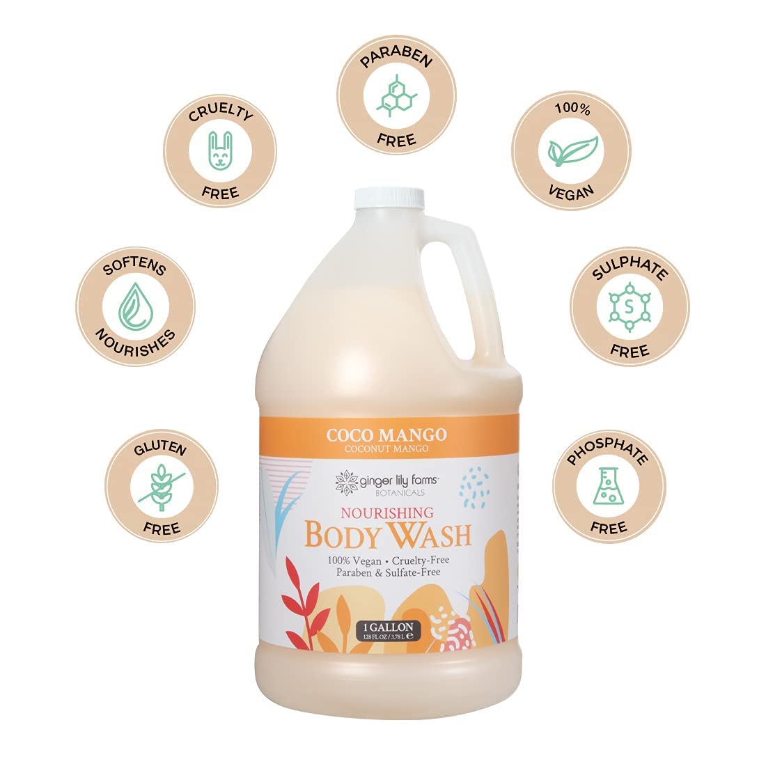 Ginger Lily Farms Nourishing Body Wash spa or gym dispenser-ready.
