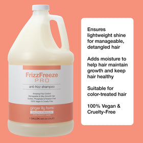 FrizzFreeze Pro lather in hand indicating cleansing and hydration benefits.