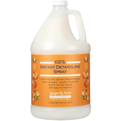 Ginger Lily Farms Salon Formula Kid Detangler gallon bottle pour enables mess-free refills.