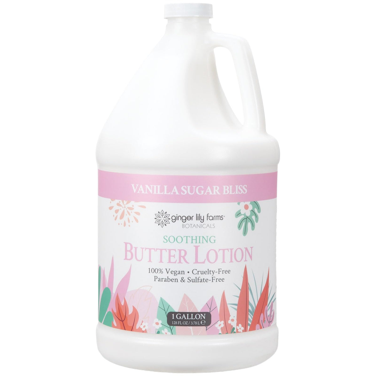 Ginger Lily Farms Vanilla Sugar Bliss lotion bottle pour for quick hydration.
