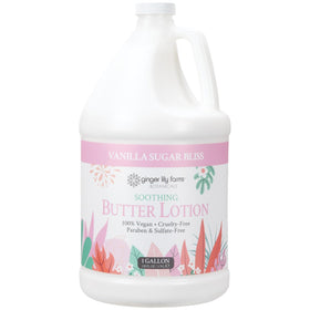 Ginger Lily Farms Vanilla Sugar Bliss lotion bottle pour for quick hydration.