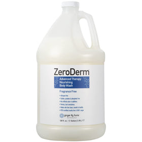 Ginger Lily Farms ZeroDerm bottle pour demonstrates gentle cleansing without harsh chemicals