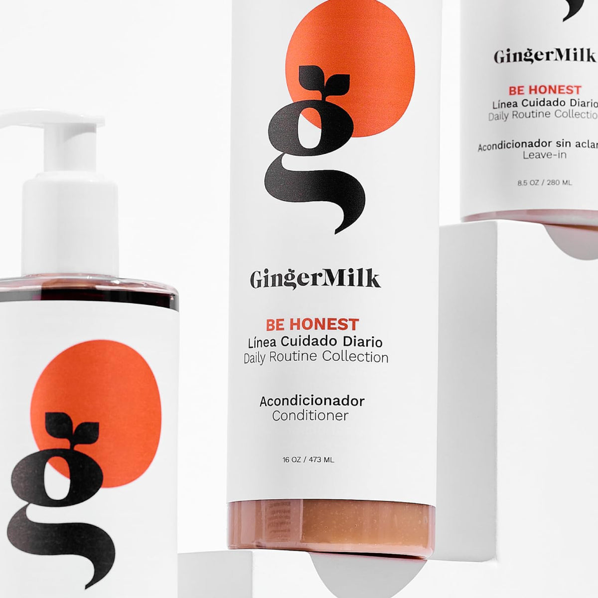 Ginger Milk Be Honest bottle pours for easy daily use.