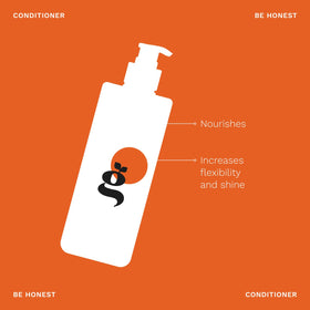 Ginger Milk Be Honest bottle delivers shine on smooth, styled hair.