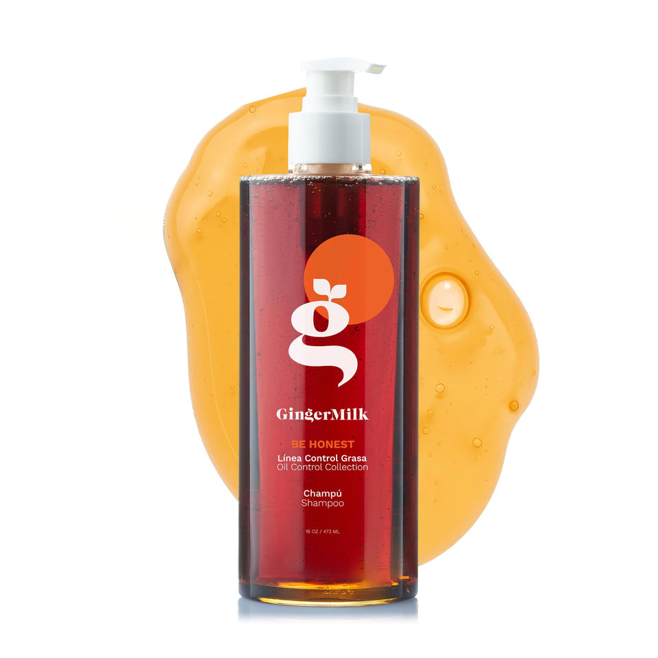 Ginger Milk Daily Use Shampoo bottle pour for balanced scalp and clean hair.