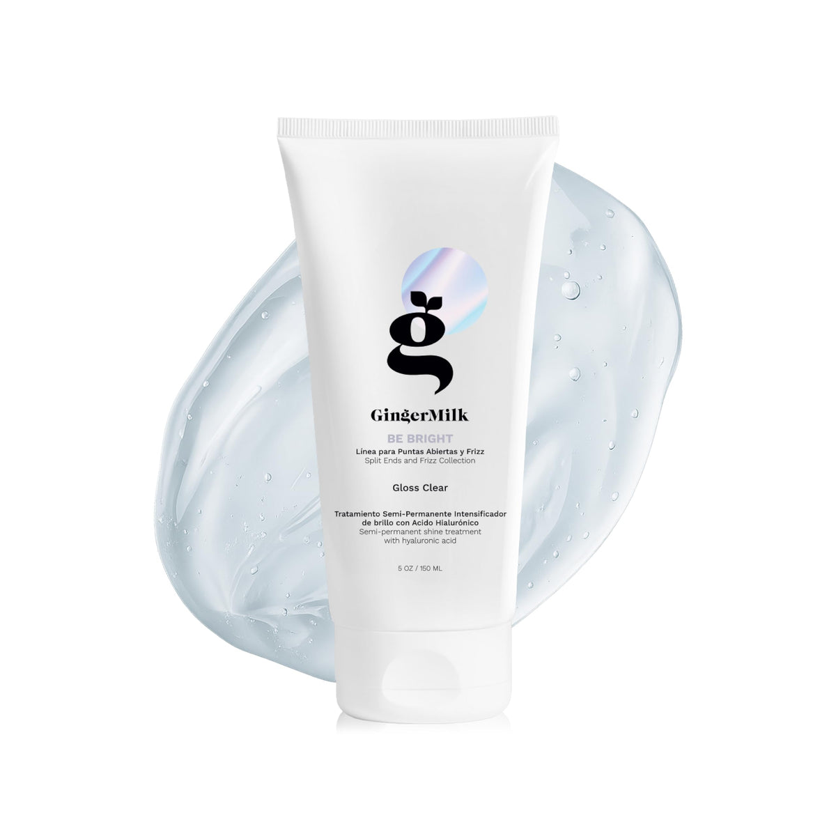 Ginger Milk Hair Gloss bottle pour shows sleek packaging and shine-ready formula.
