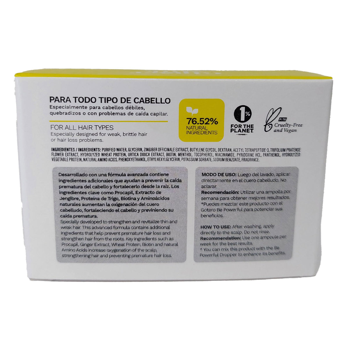 Ginger Milk Hair Growth Ampoule bottle label shows natural ingredients
