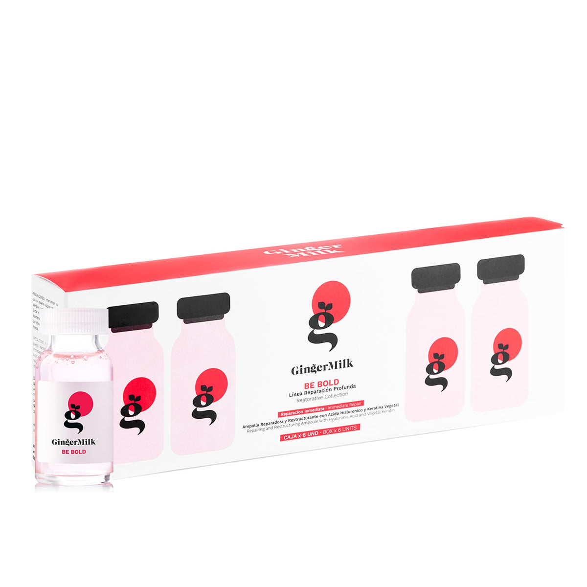 Ginger Milk Hair Repair Ampoule with hyaluronic acid infusion for deep hydration.
