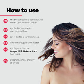 Ginger Milk Hair Repair Ampoule with shiny, revitalized hair for added glow.