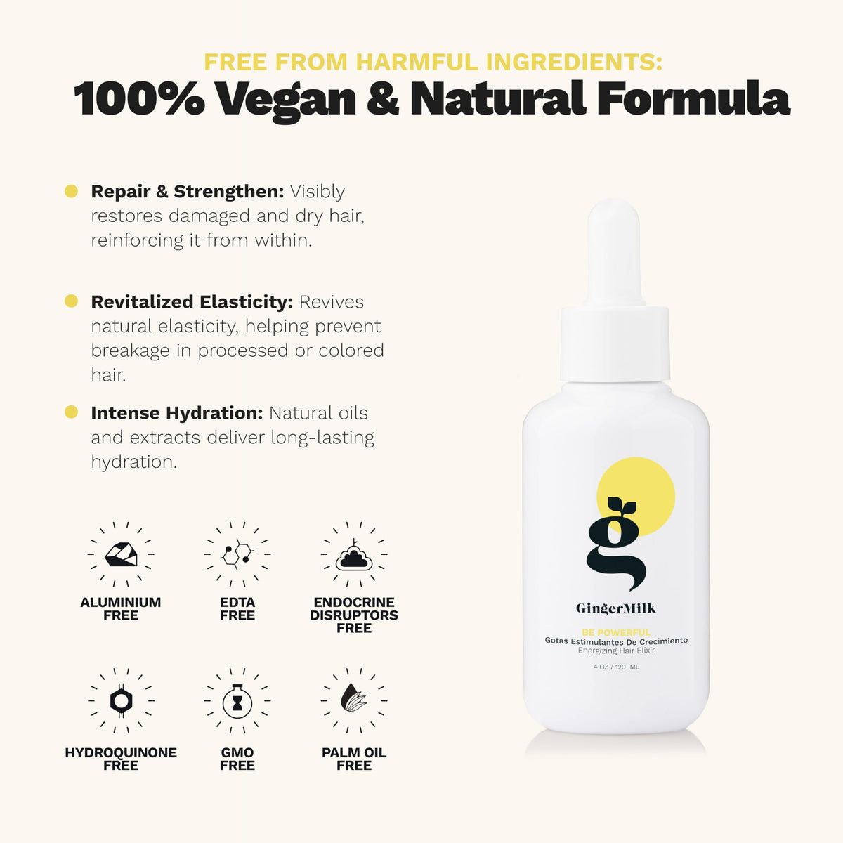 Ginger Milk Natural Care castor oil visual conveys deep scalp nourishment.