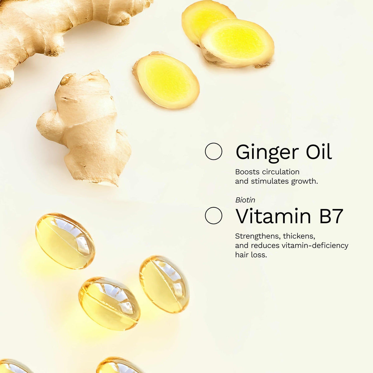 Ginger Milk Natural Care serum dropper highlights growth-boosting formula for thinning hair.
