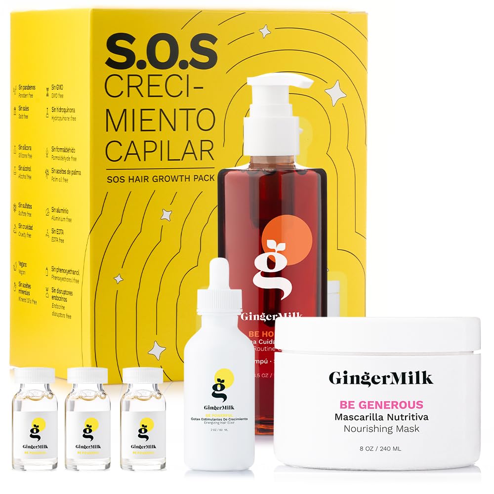 Ginger Milk Natural Care SOS Shampoo bottle showing sulfate-free cleansing for a balanced scalp