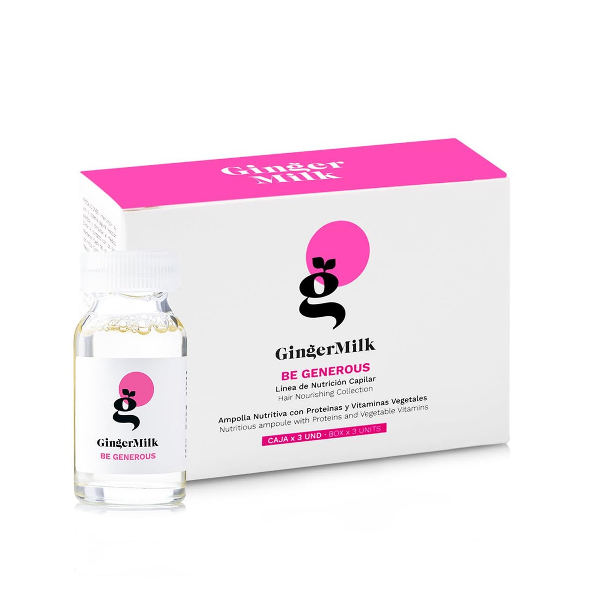 Three ampoules in pack delivering ongoing nourishment for healthy looking hair