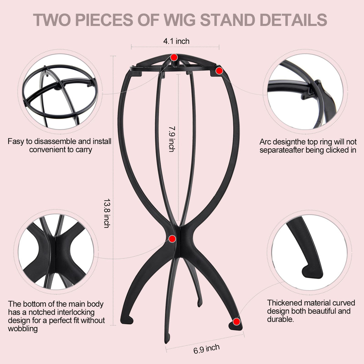 Ginogend gift-set canvas wig head includes two stand styles for versatility.