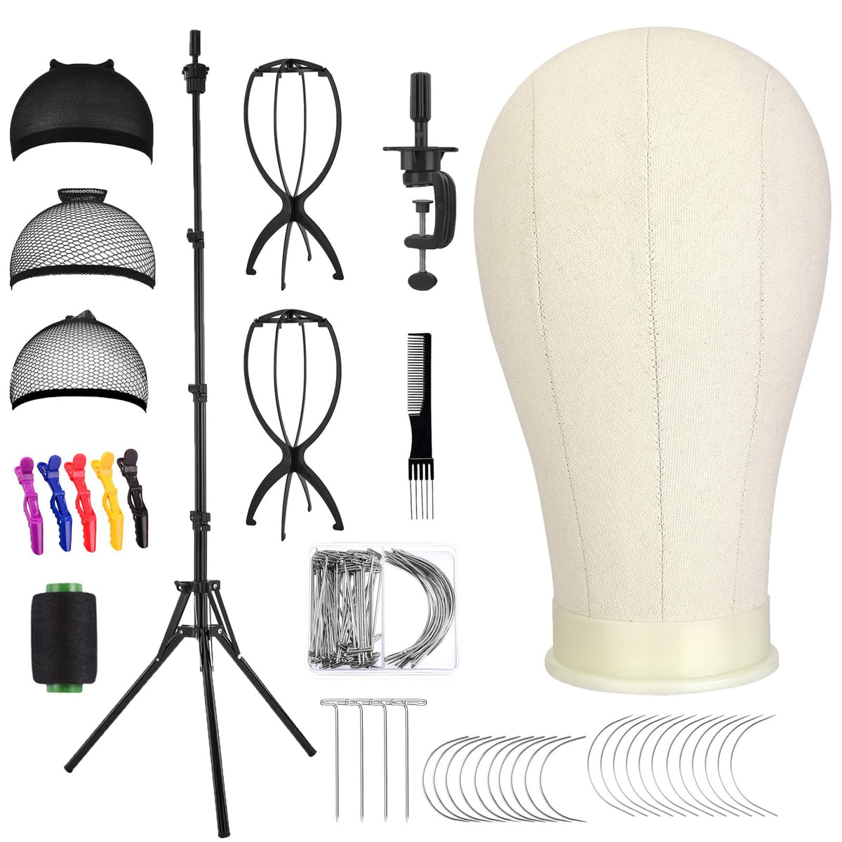 Ginogend mannequin head with canvas exterior, ideal for precise wig pinning and styling practice.