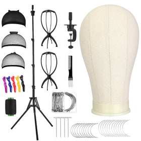 Ginogend mannequin head with canvas exterior, ideal for precise wig pinning and styling practice.