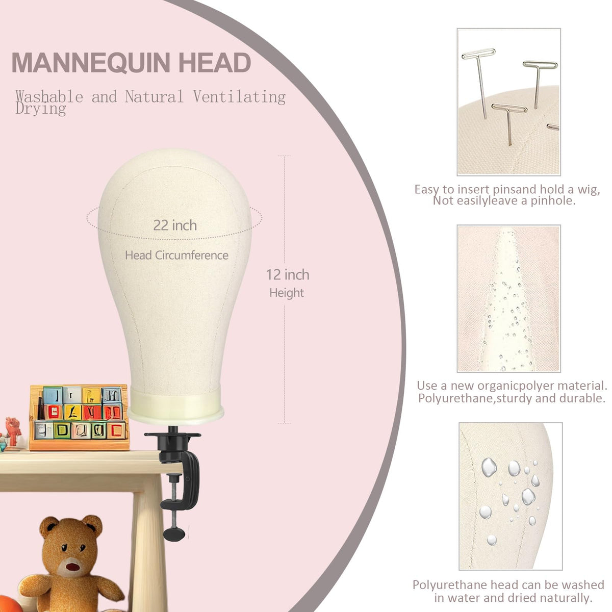 Ginogend wig stand tripod with adjustable height for flexible studio setups.