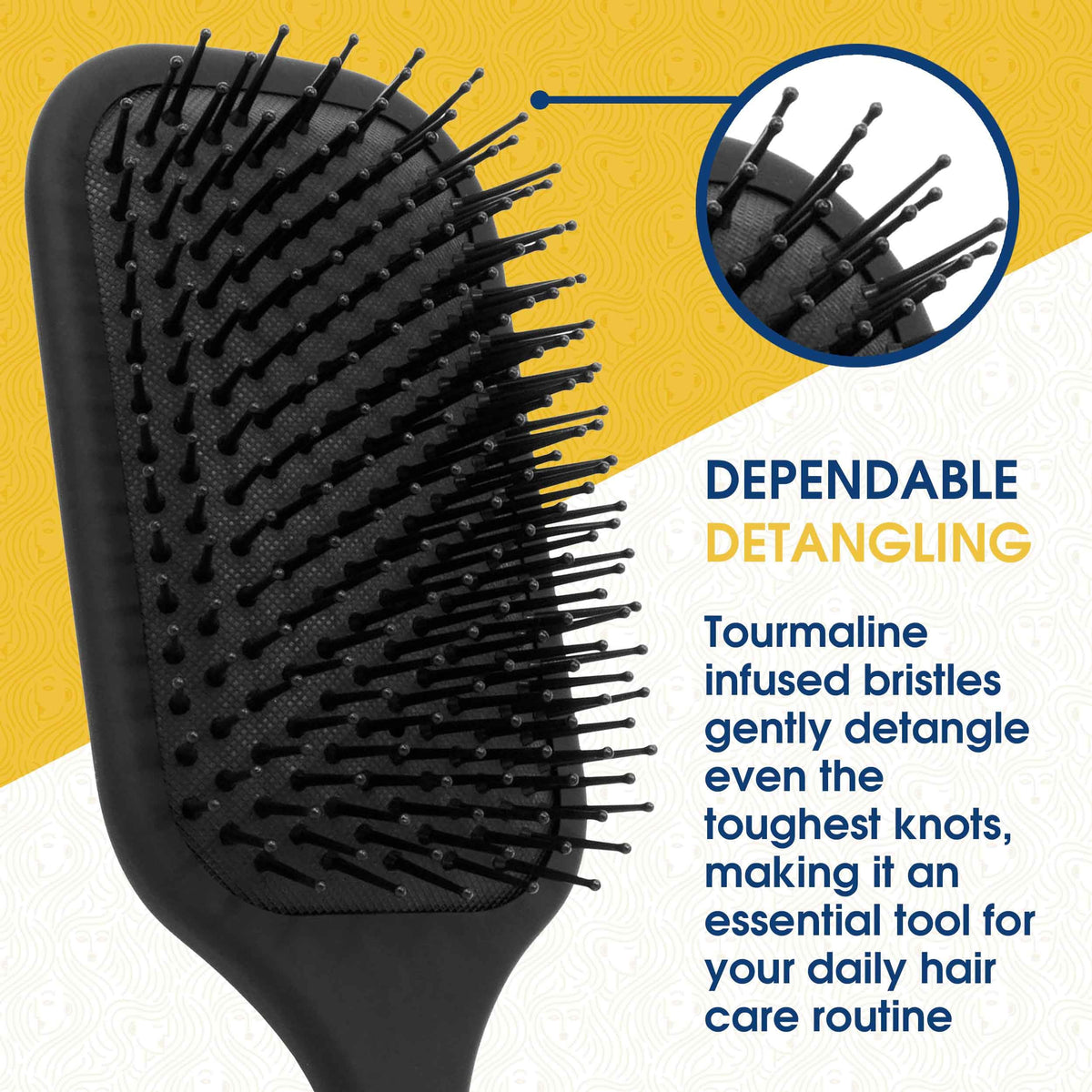 Giorgio detangling paddle brush with ball-tip bristles for comfortable grooming.