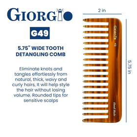 Giorgio G49 handmade cellulose saw-cut detangling comb with smooth edges