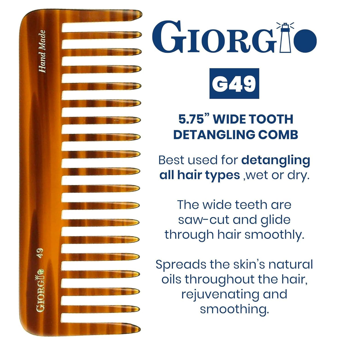 Giorgio G49 rounded tips detangling comb soothing sensitive scalp during daily styling