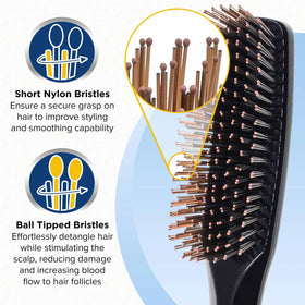 Giorgio Gentle Black Full Size Hair Brush bristles closeup demonstrating dense dual-length design