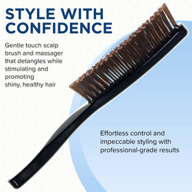 Giorgio Gentle Black Full Size Hair Brush dense bristles closeup for wet or dry hair use