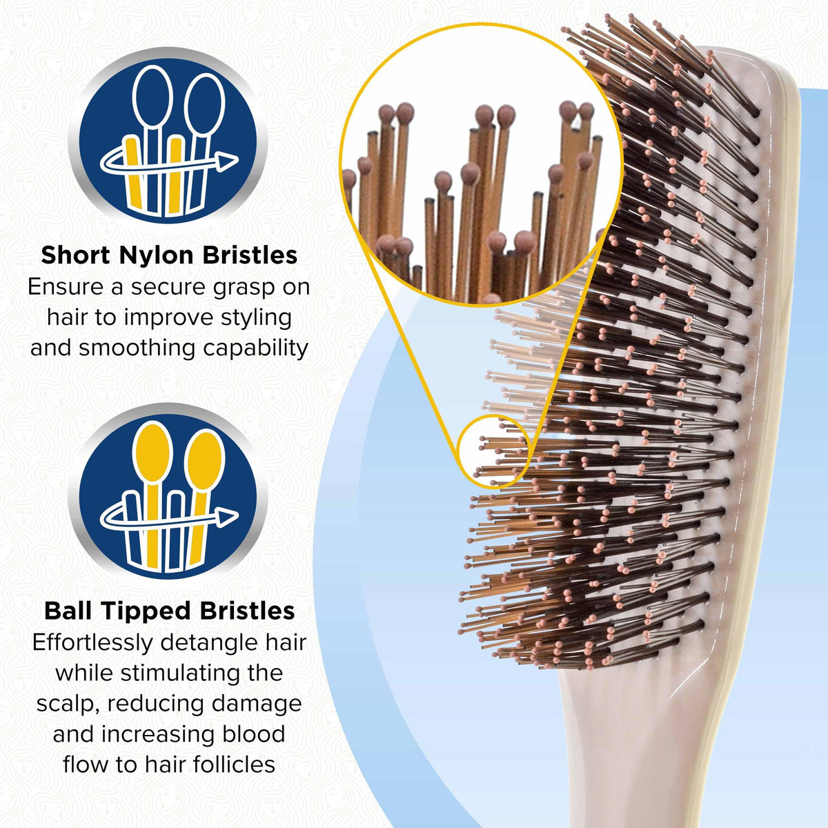 Giorgio Gentle built-in scalp massager adds gentle stimulation while brushing.