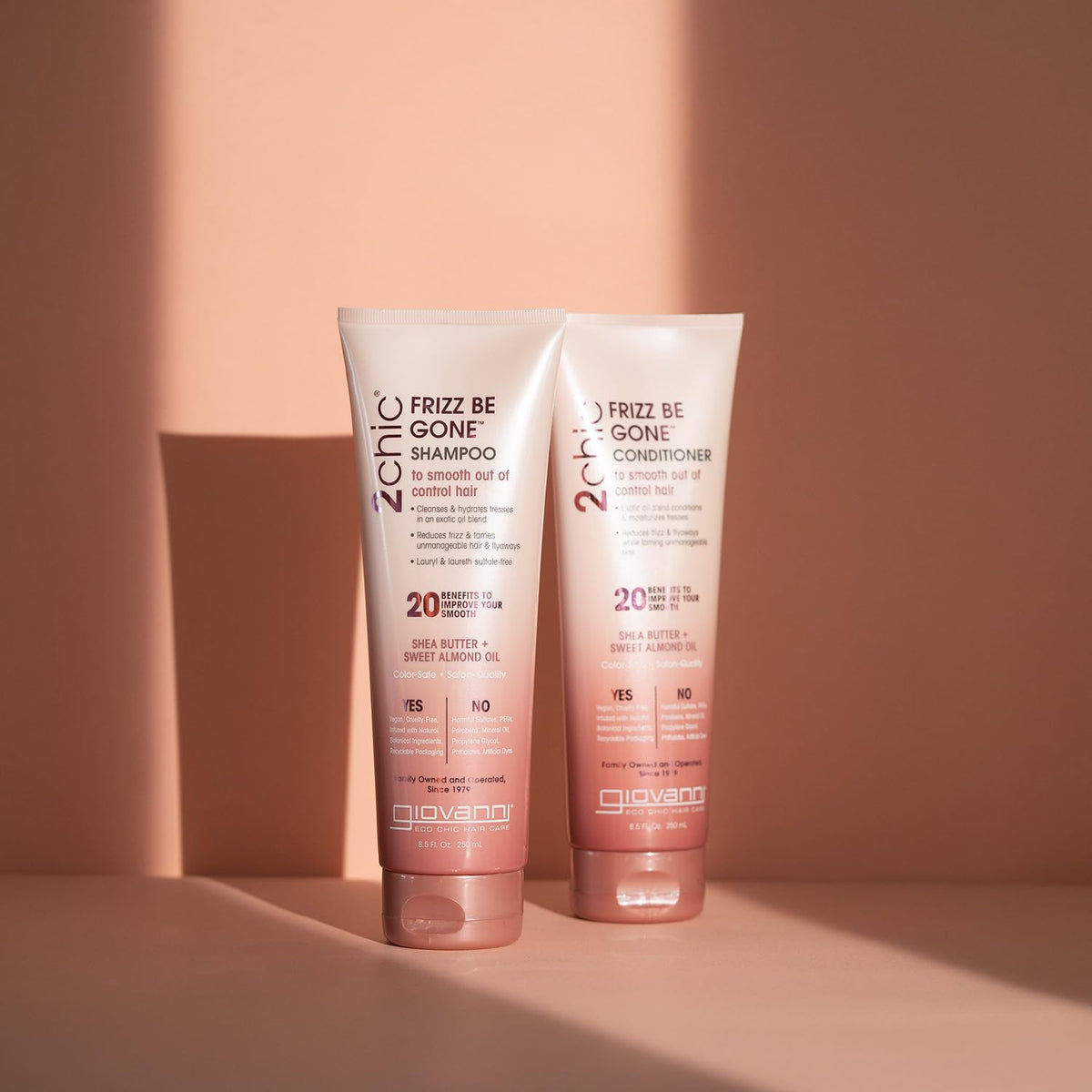 GIOVANNI 2chic Frizz Be Gone after washing hair shows smooth, frizz-free finish.