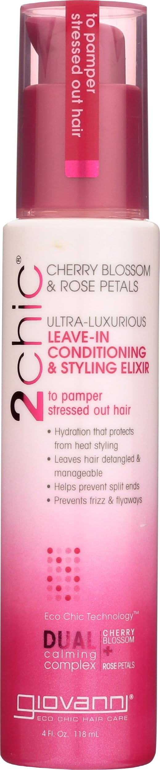 GIOVANNI 2chic leave-in elixir bottle smooths curls