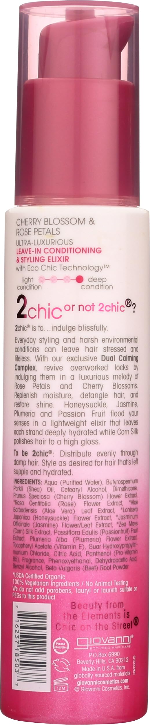 GIOVANNI 2chic leave-in elixir pump demonstrates frizz control