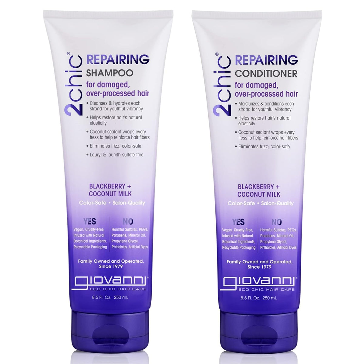 Giovanni 2chic Ultra-Repairing Shampoo bottle highlighting bond repair benefits.